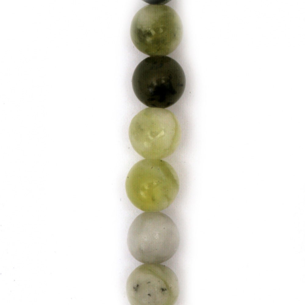 Наниз мъниста полускъпоценен камък ЖАДЕИТ Qinghua натурален топче 6~7 мм 59~63 броя