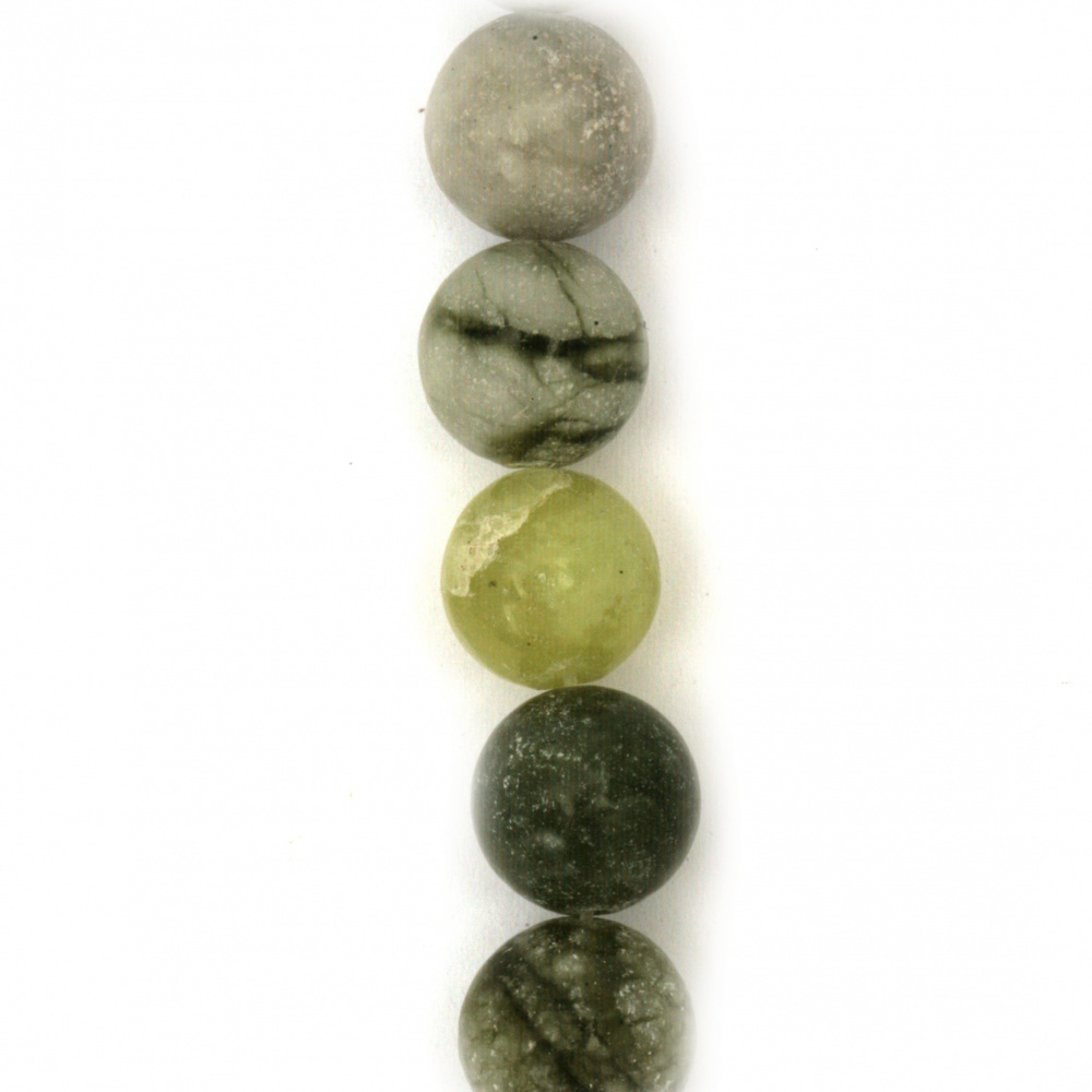 Наниз мъниста полускъпоценен камък ЖАДЕИТ Qinghua натурален топче 8 мм ~37 броя