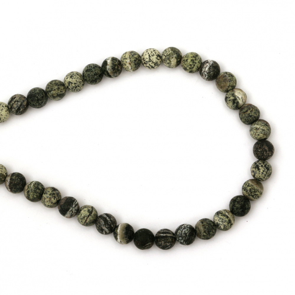 SILVER LINE JASPER / String Matte Natural Stone Beads, Ball: 6 mm ~ 60 Pieces