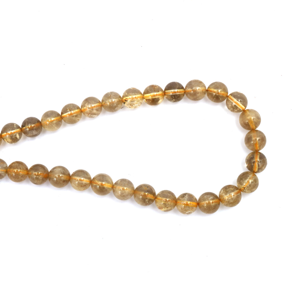 String of Semi-Precious Stone Beads RUTILATED QUARTZ Venus Hair, Ball: 8~9 mm ~ 45 pieces