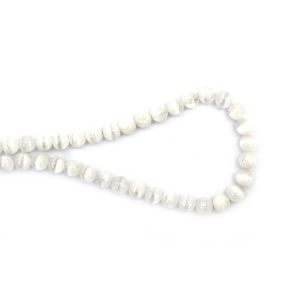 String of Semi-Precious Stone Beads SELENITE, Ball: 8 mm ~ 46 pieces