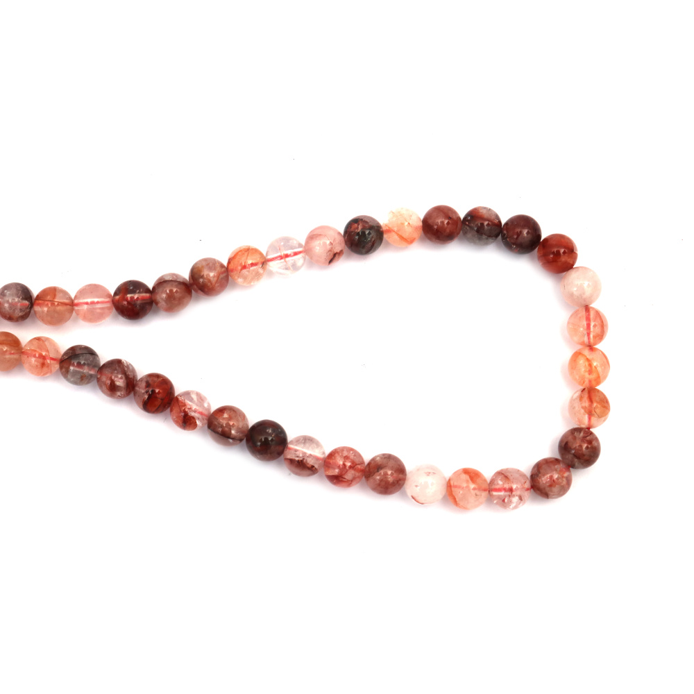 String of Semi-Precious Stone Beads Natural HEMATOID QUARTZ Grade A, Ball: 8 mm ~ 45 pieces