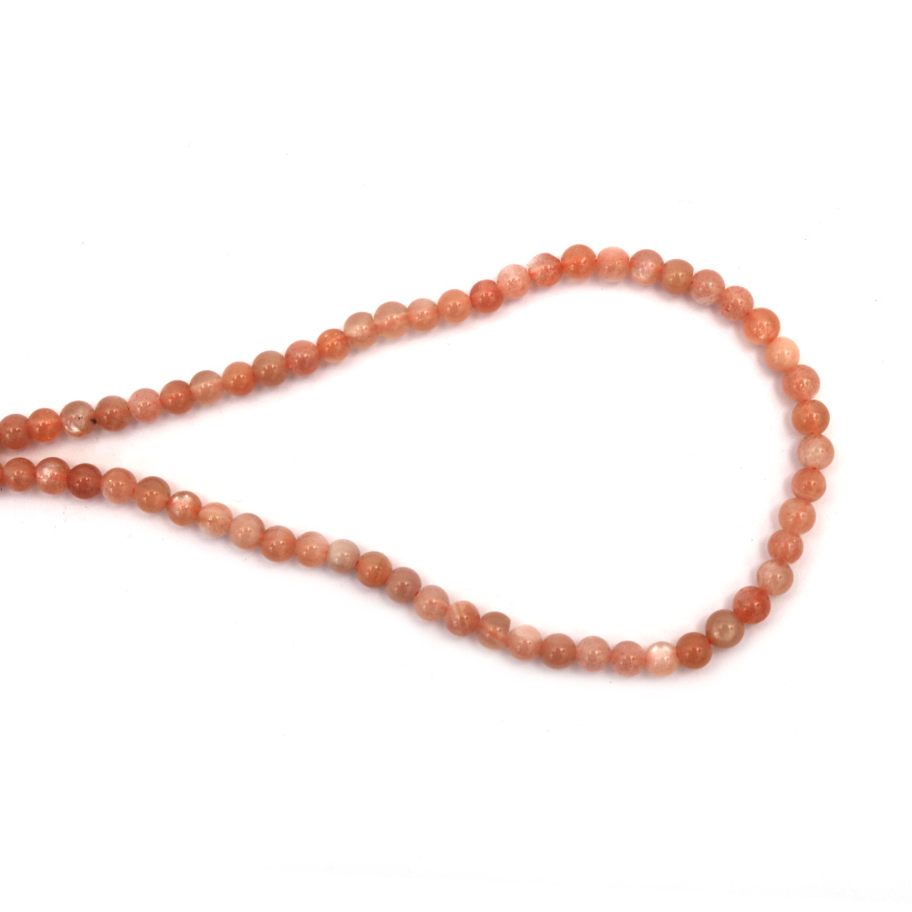 String of Semi-Precious Stone Beads Natural SUNSTONE Grade A, Ball: 4 mm ~ 89 pieces