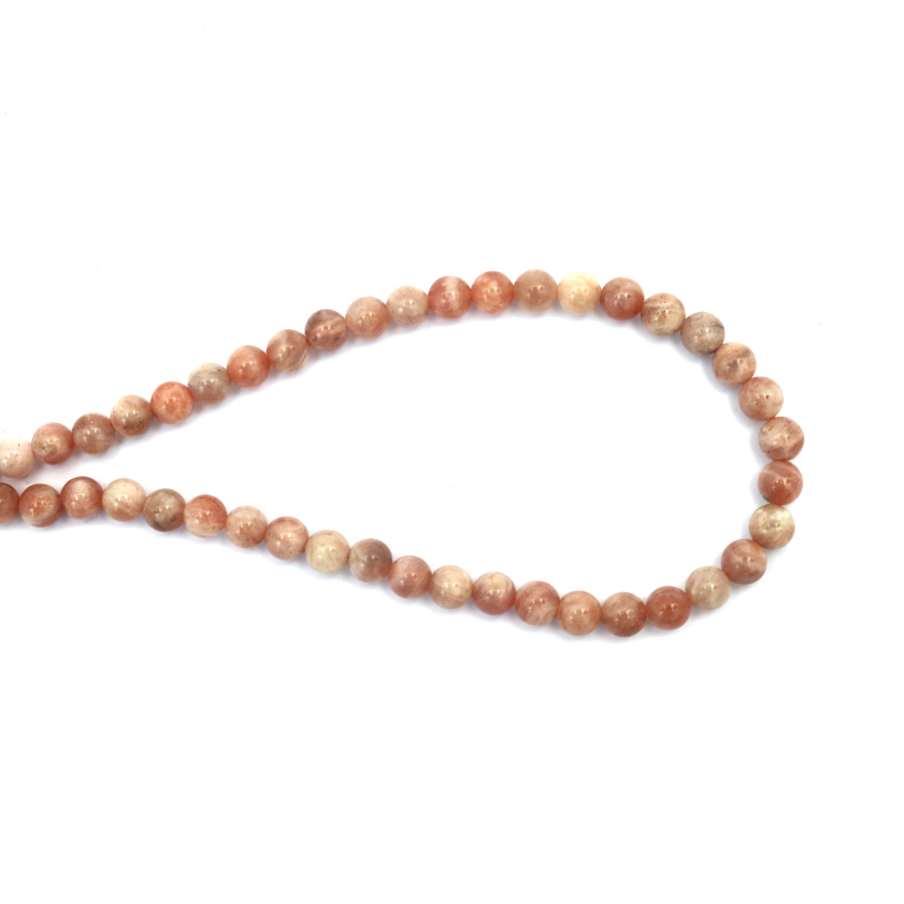 String of Semi-Precious Stone Beads Natural SUNSTONE Grade A, Ball: 6 mm ~ 65 pieces