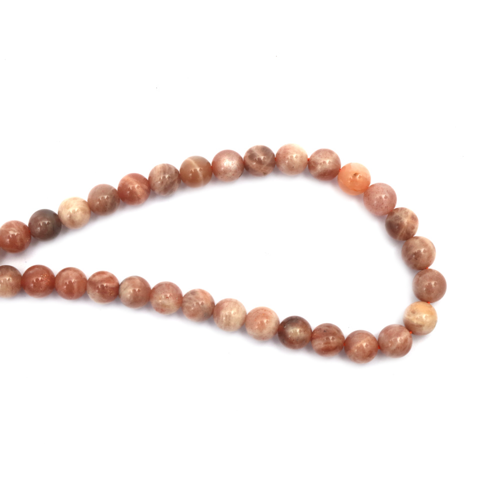 String of Semi-Precious Stone Beads Natural SUNSTONE Grade A, Ball: 8 mm ~ 46 pieces