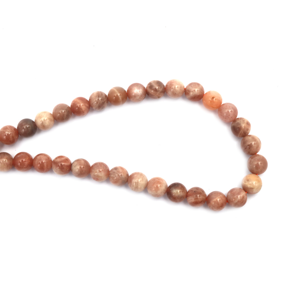 String of Semi-Precious Stone Beads Natural SUNSTONE Grade A, Ball: 10 mm ~ 36 pieces