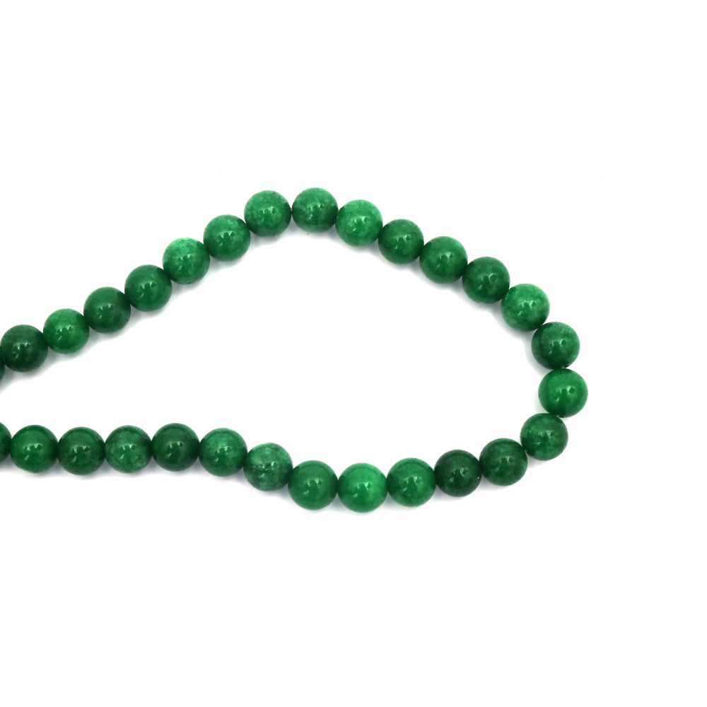 String of Semi-Precious Stone Beads Natural JADEITE, Colored: Green, Ball: 6 mm ~ 62 pieces