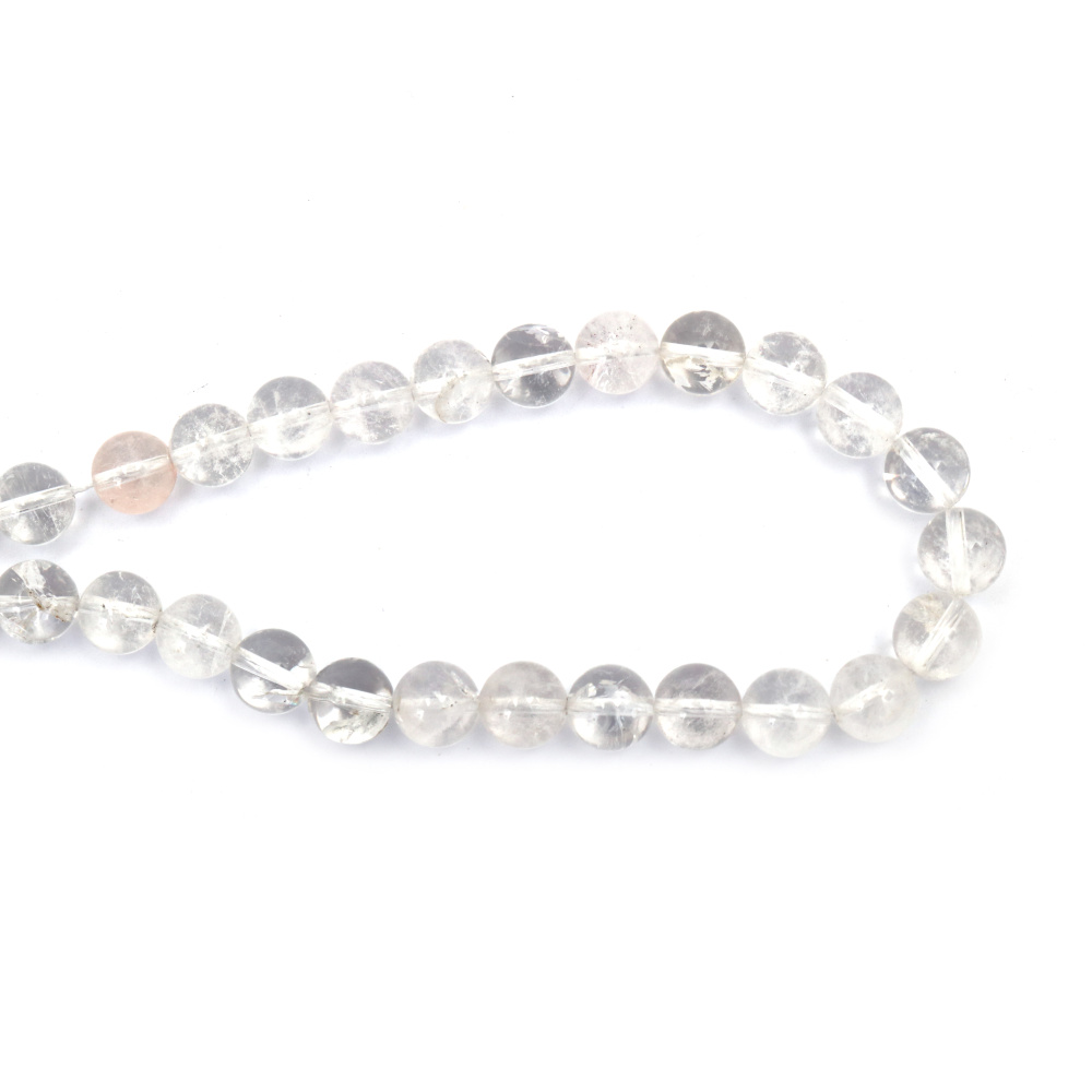 String of Semi-Precious Stone Beads Natural MOUNTAIN CRYSTAL Grade A, Ball: 12 mm ~ 30 pieces