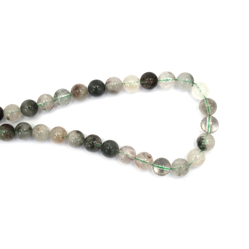 String of Semi-Precious Stone Beads Natural PHANTOM QUARTZ Grade A+, Ball: 10 mm ~ 37 pieces