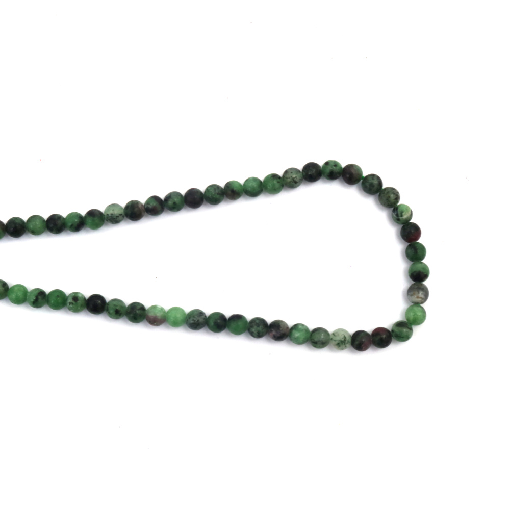 String of Semi-Precious Stone Beads Natural RUBY ZOISITE, Ball: 4 mm ~ 80 pieces