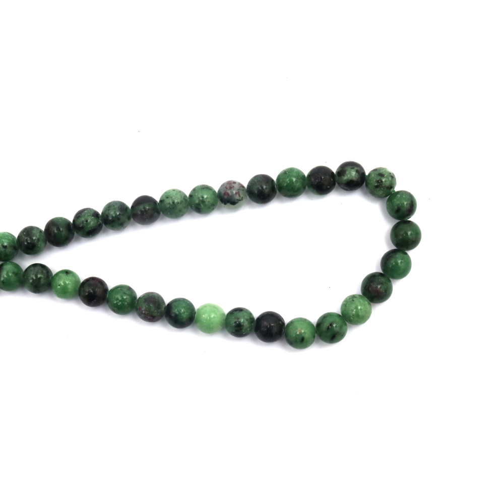 String of Semi-Precious Stone Beads Natural RUBY ZOISITE, Ball: 6 mm ~ 60 pieces