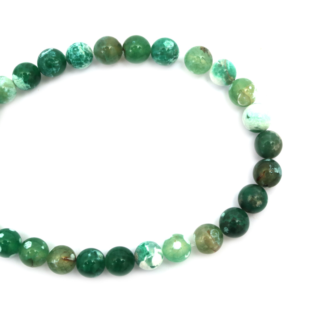 String beads  cracked  stone Agate green ball 10 mm ~ 38 pieces