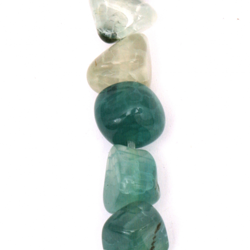 String Tumbled AGATE Beads for CRAFT Jewelry Art, Green MIX, 6~12x6~15 mm ~ 35 pieces