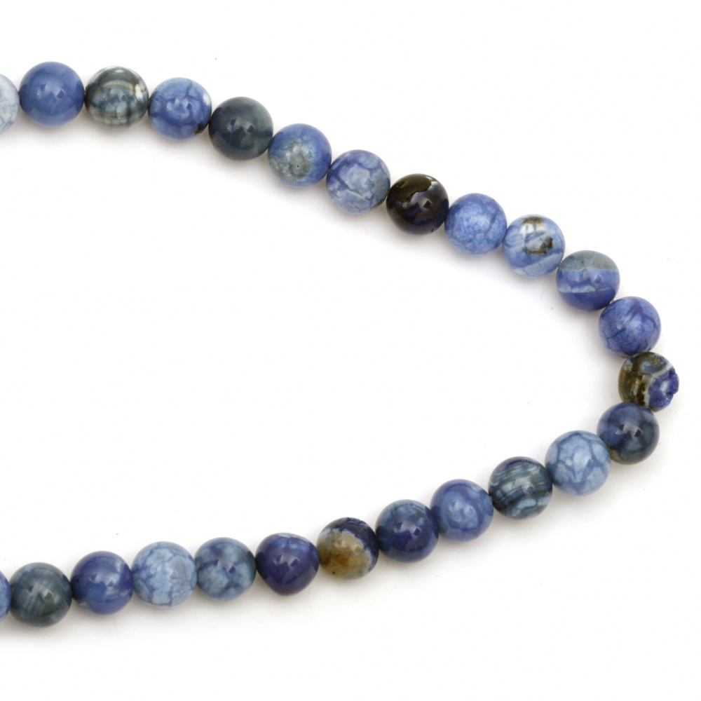 String beads  cracked  stone Agate blue ball 10 mm ~ 38 pieces