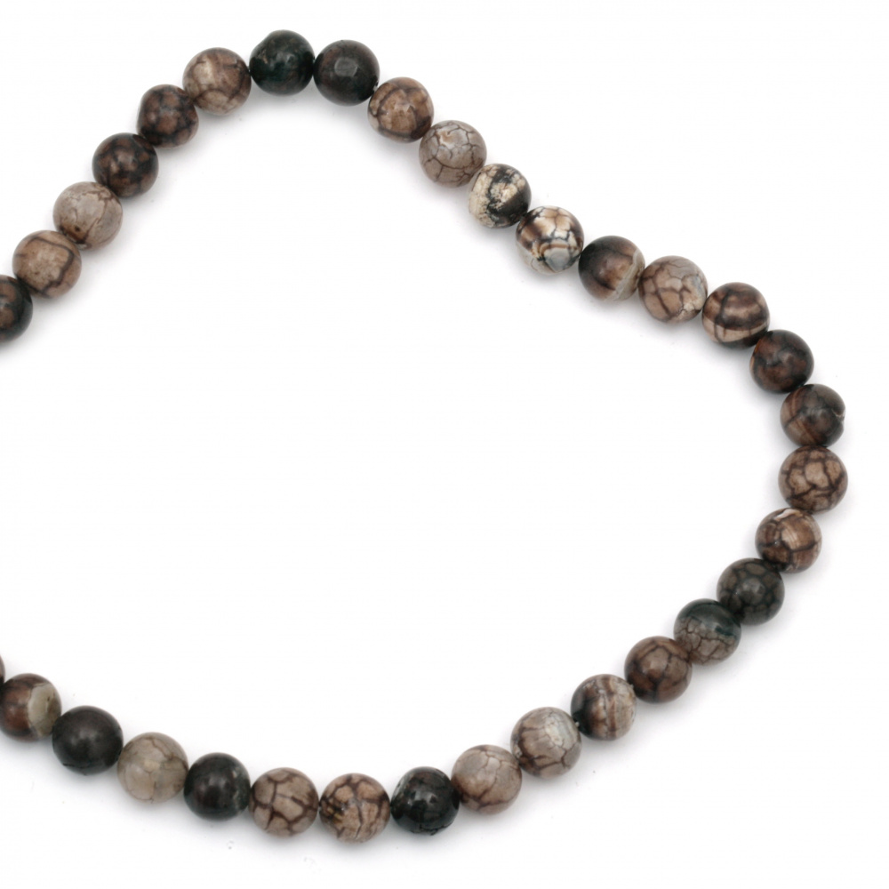 String beads  cracked  stone Agate brown ball 10 mm ~ 38 pieces