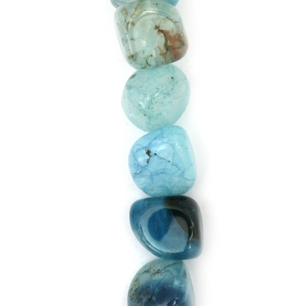 Χάντρα στρογγυλή   από  ημιπολύτιμες πέτρες Αχάτης σε κορδόνι Μπλε 6 ~ 12x6 ~ 15mm ~ 50 Τεμάχια