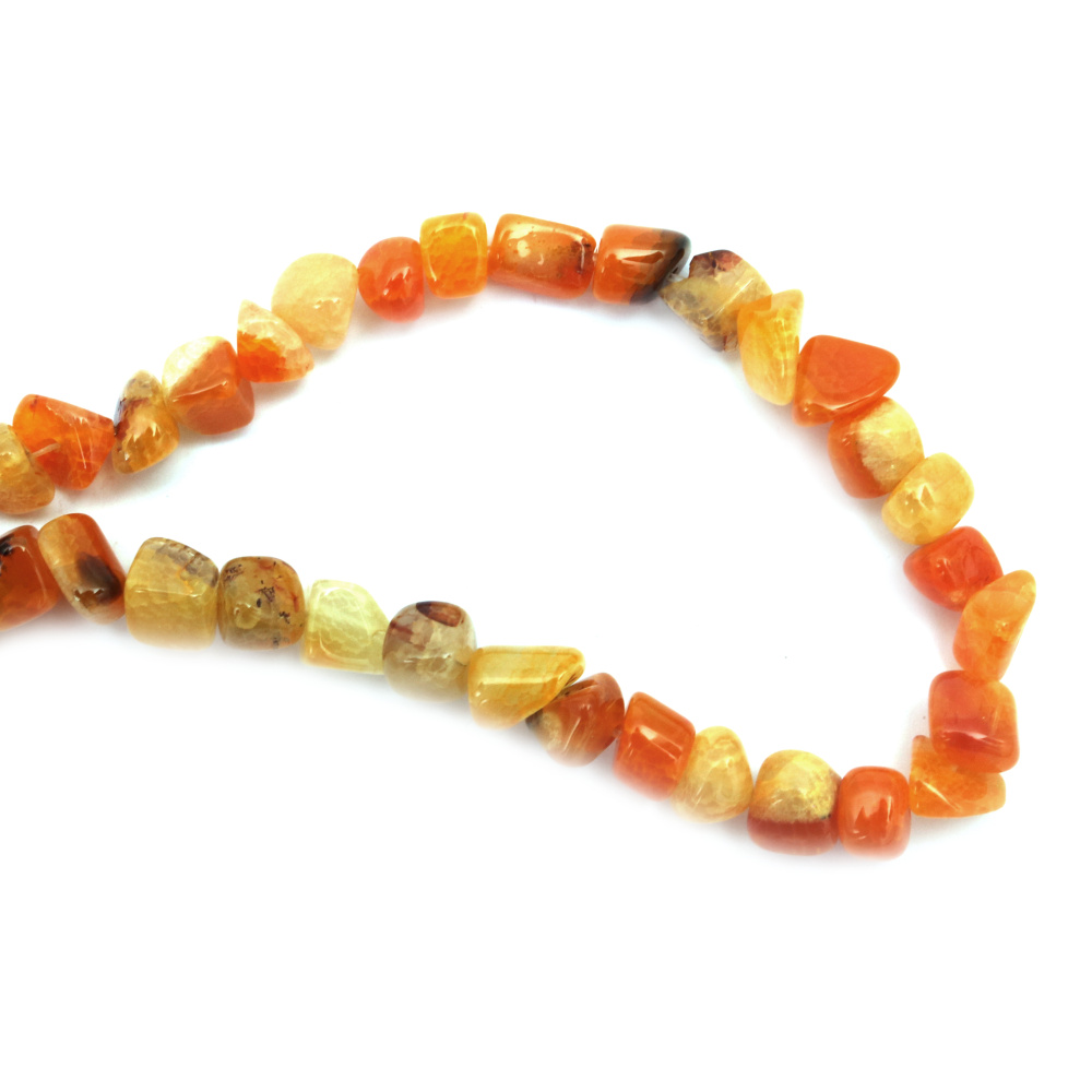 AGATE Strand of Beads Semi-precious stone, cracked orange 10~14x8~12mm ~35 pieces