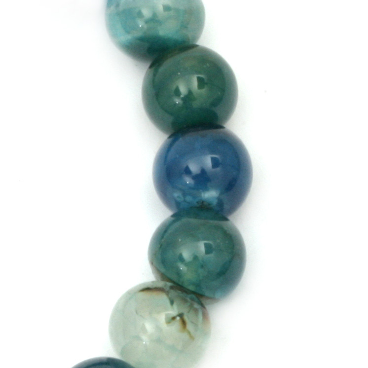 String beads semi-precious stone AHAT cracked blue mix ball 10 mm ~ 38 pieces