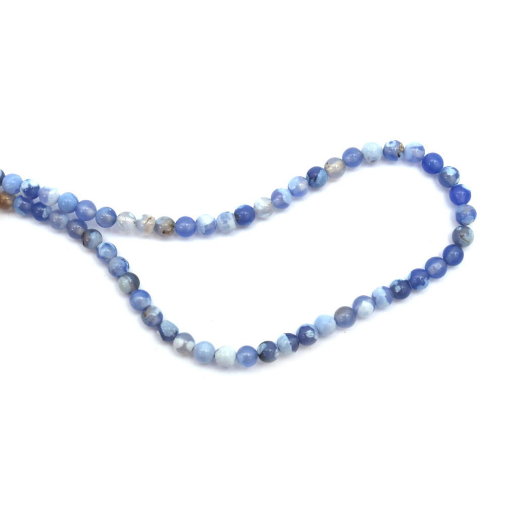 String of Beads Agate Semi-precious stone, light blue mix, ball 6 mm ~63 pieces