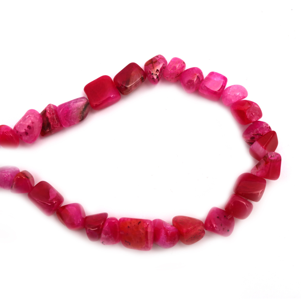 Strand of beads semi-precious stone AGATES, cracked cyclamen color, 10~15x9~15 mm, ~36 pieces