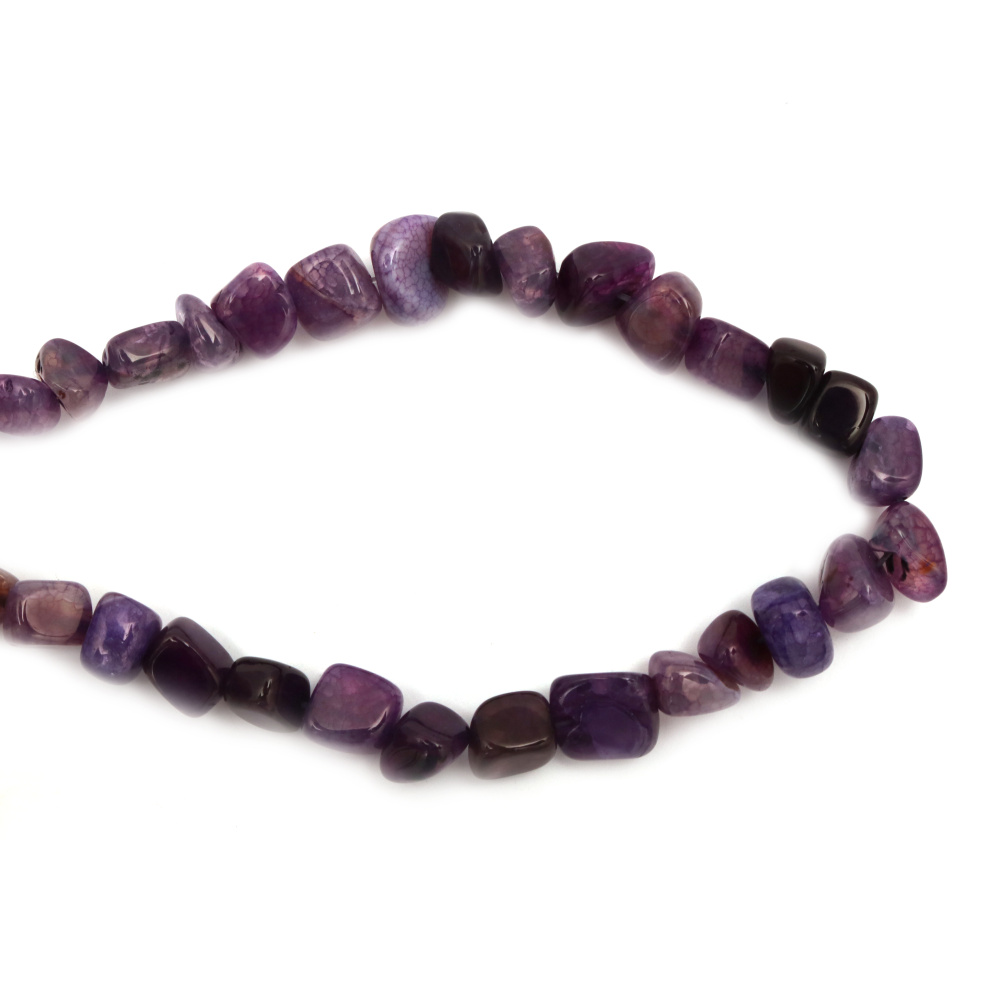 Strand of beads semi-precious stone AGATE, cracked purple, 10~15x9~15 mm, ~40 pieces
