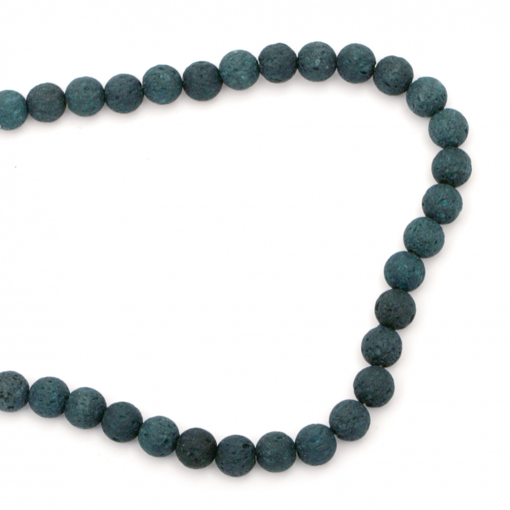 Natural volcanic lava rock, semi-precious stone string beads, oil green ball shape 6 mm ~ 63 pieces