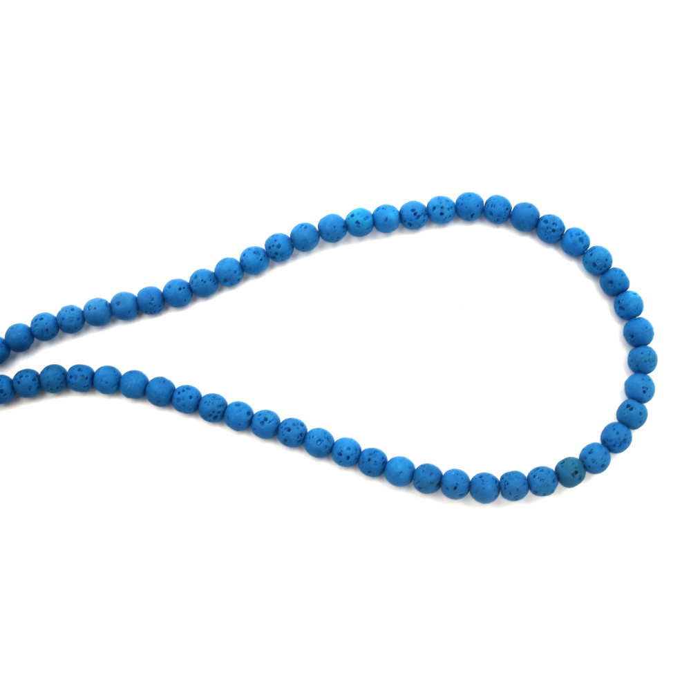String Beads Semi-Precious Stone VULCANIC - LAVA albastru deschis 6mm ~ 63 Bucăți