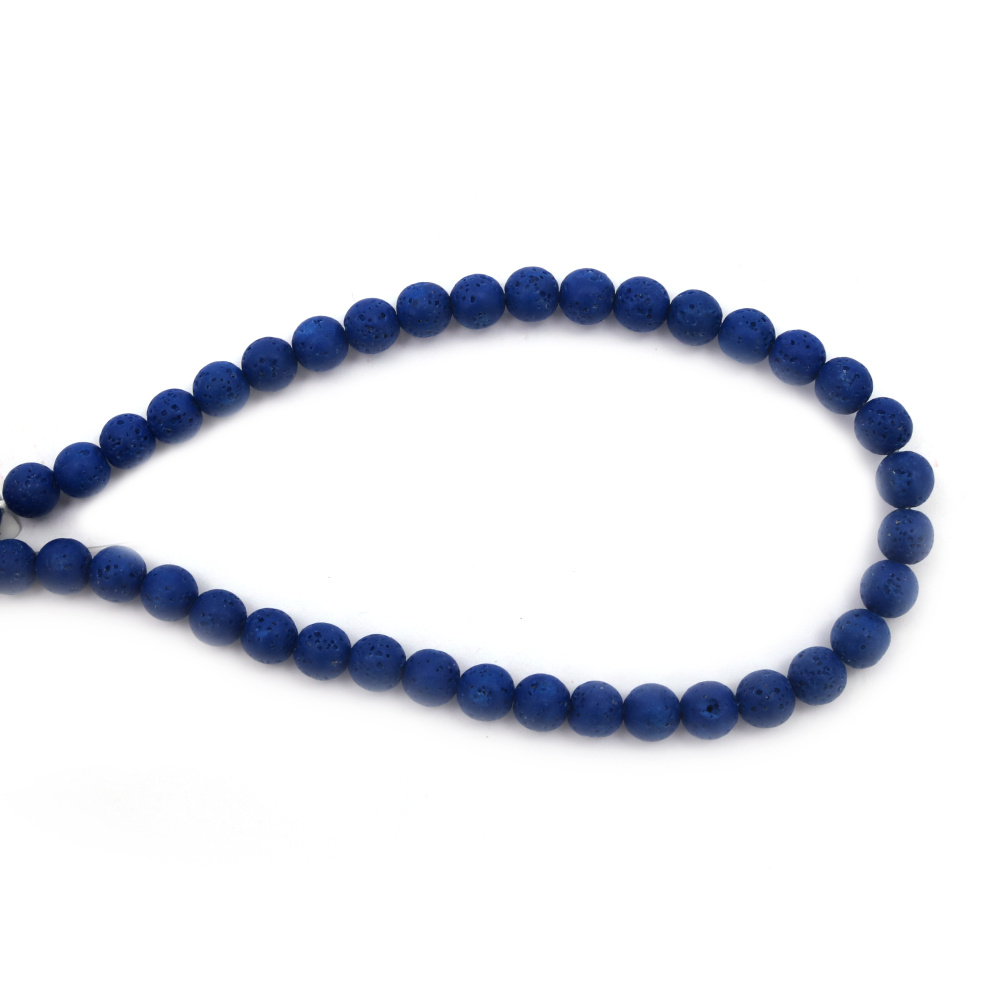Colored volcanic lava rock, natural semi-precious stone, rondelle shape beads string Royal Blue 8mm ~ 47 pieces