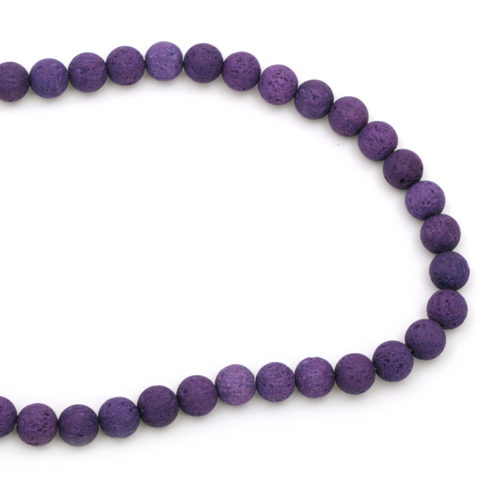 Natural gemstone Volcanic lava rock,  round beads string purple ball 10 mm ~ 39 pieces