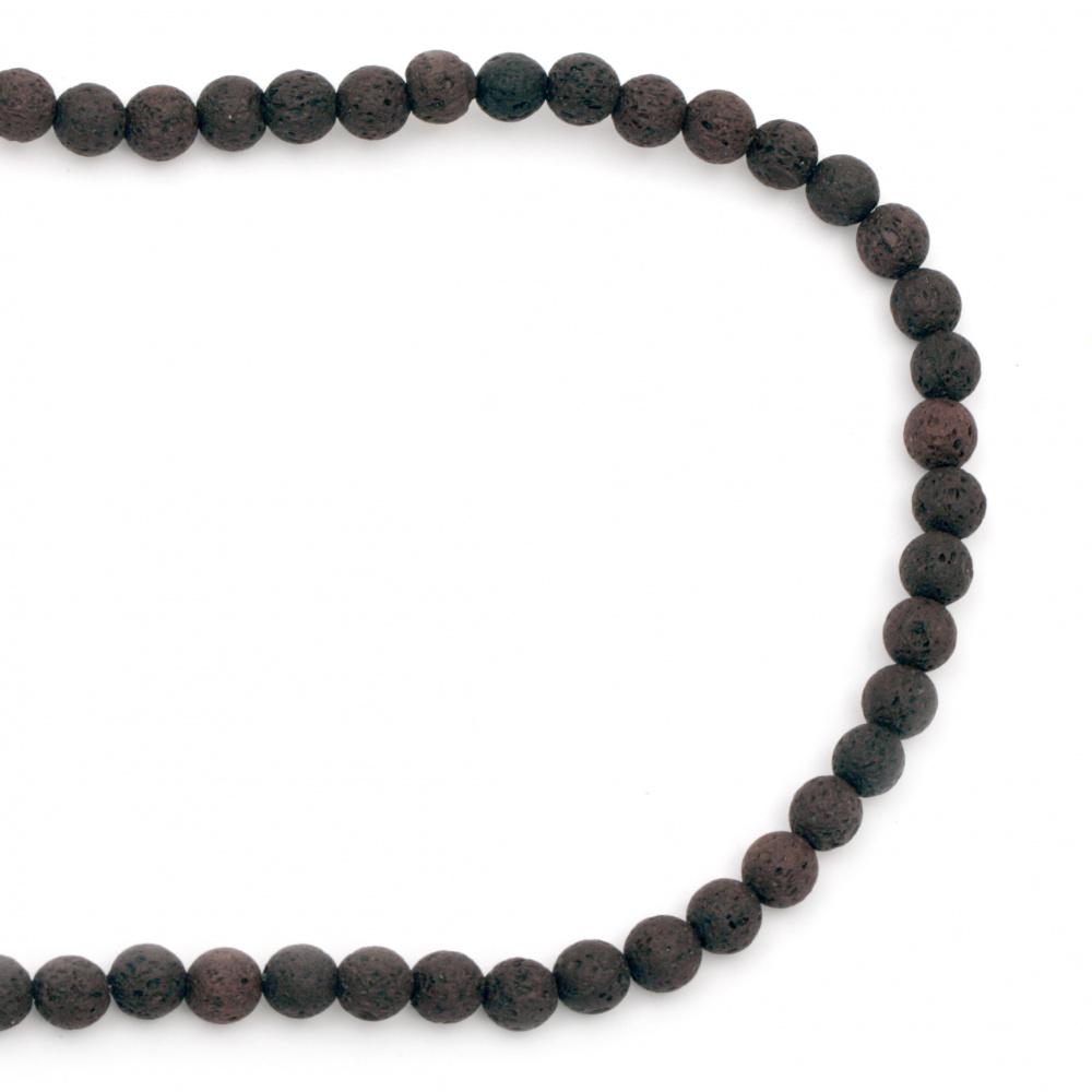 Volcanic lava rock,  natural gemstone round beads strand, brown ball shape 6 mm ~ 63 pieces