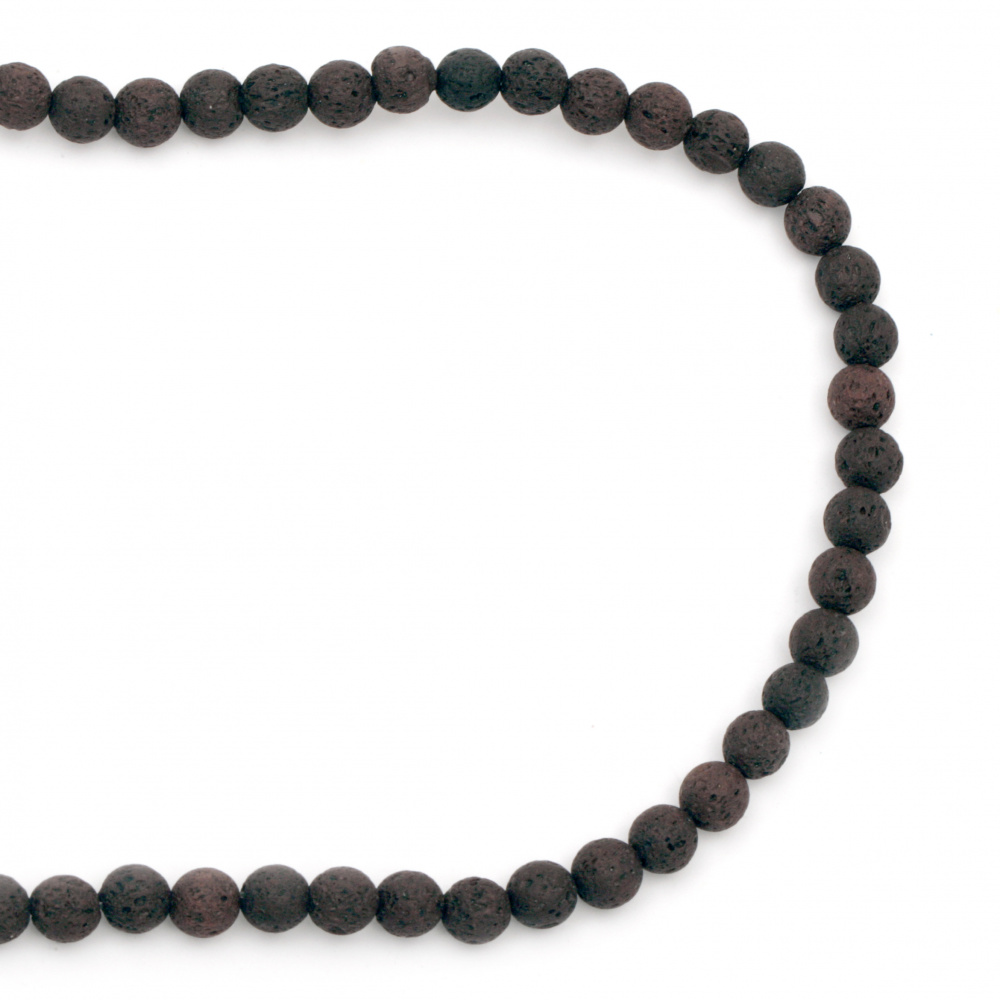Volcanic lava rock, natural semi-precious stone string beads, brown ball 8 mm ~ 49 pieces