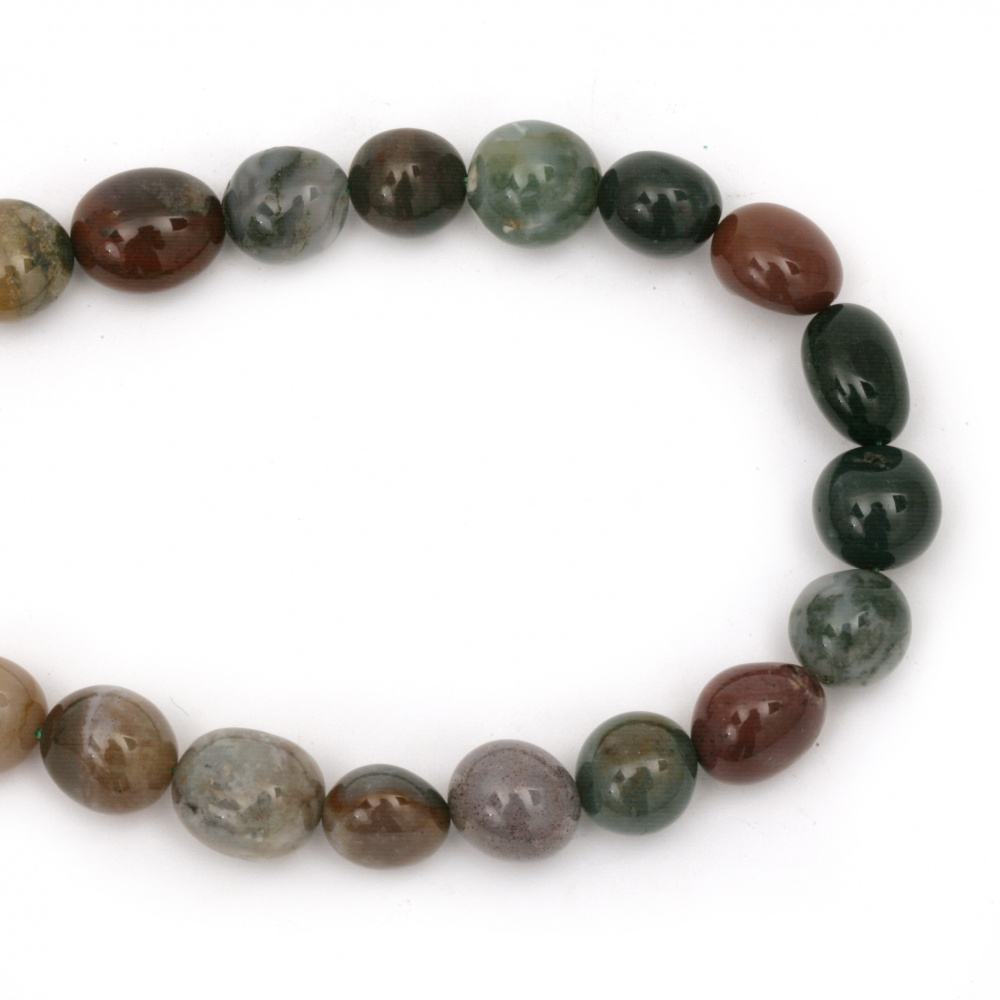 String Semi-precious Stone Beads / INDIAN AGATE, 10 ~ 13x11 ~ 15 mm ~ 35 pieces