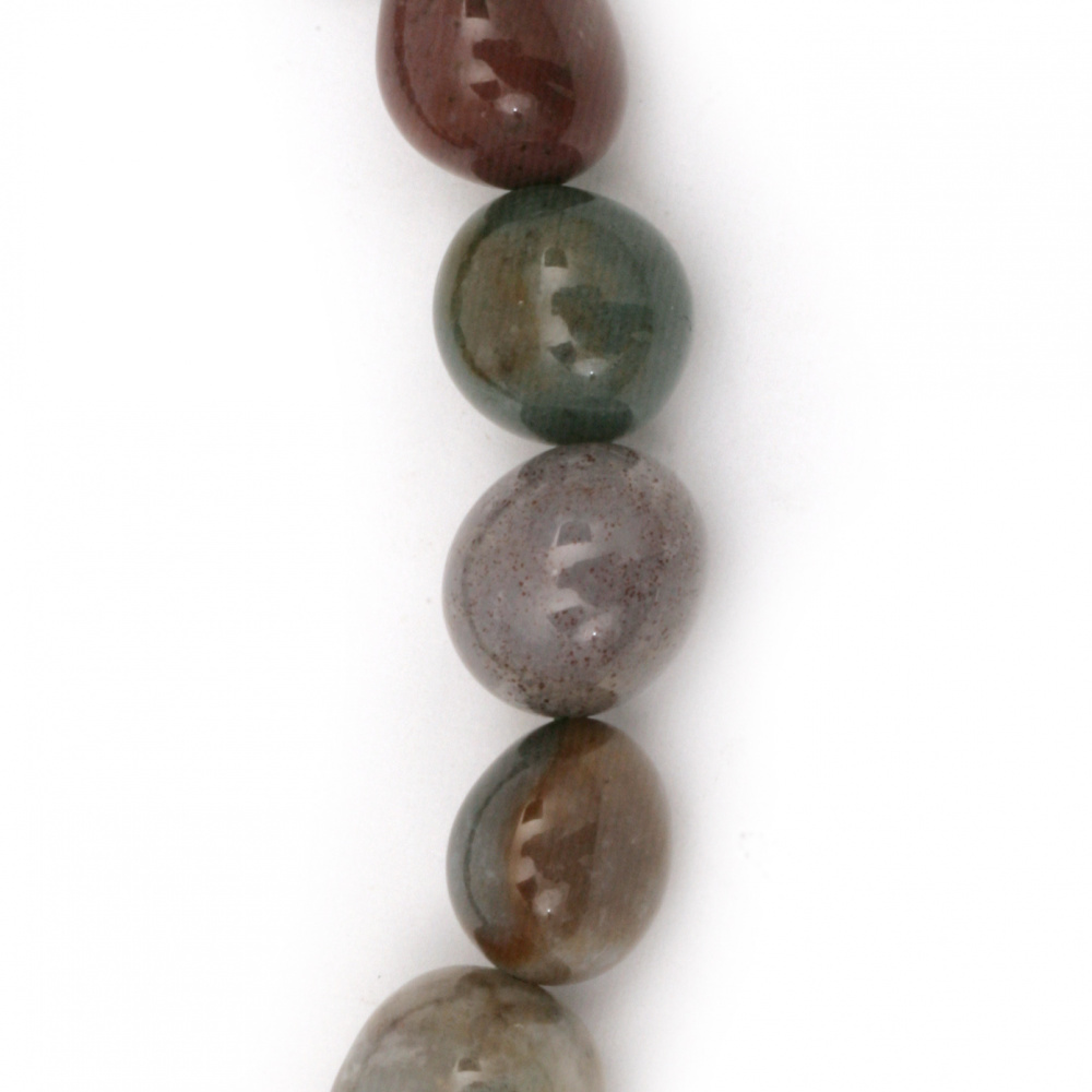 String Semi-precious Stone Beads / INDIAN AGATE, 10 ~ 13x11 ~ 15 mm ~ 35 pieces