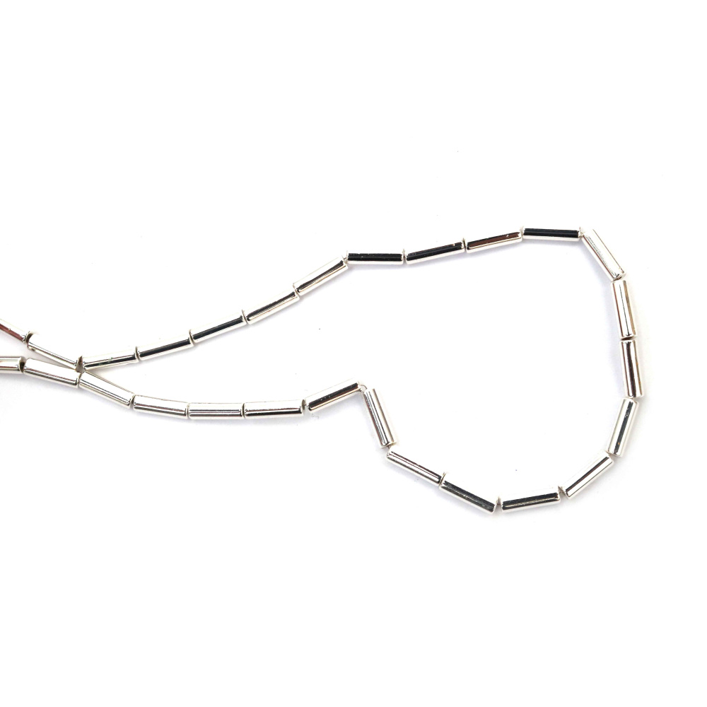 Perline in Ematite Semipreziosa a Tubo, Non Magnetiche, Elettroplaccate Colore Argento Bianco, 4x13 mm, Foro 1 mm, ca. 30 pz – Distanziali Cilindrici per Bigiotteria e Creazione Gioielli Fai da Te