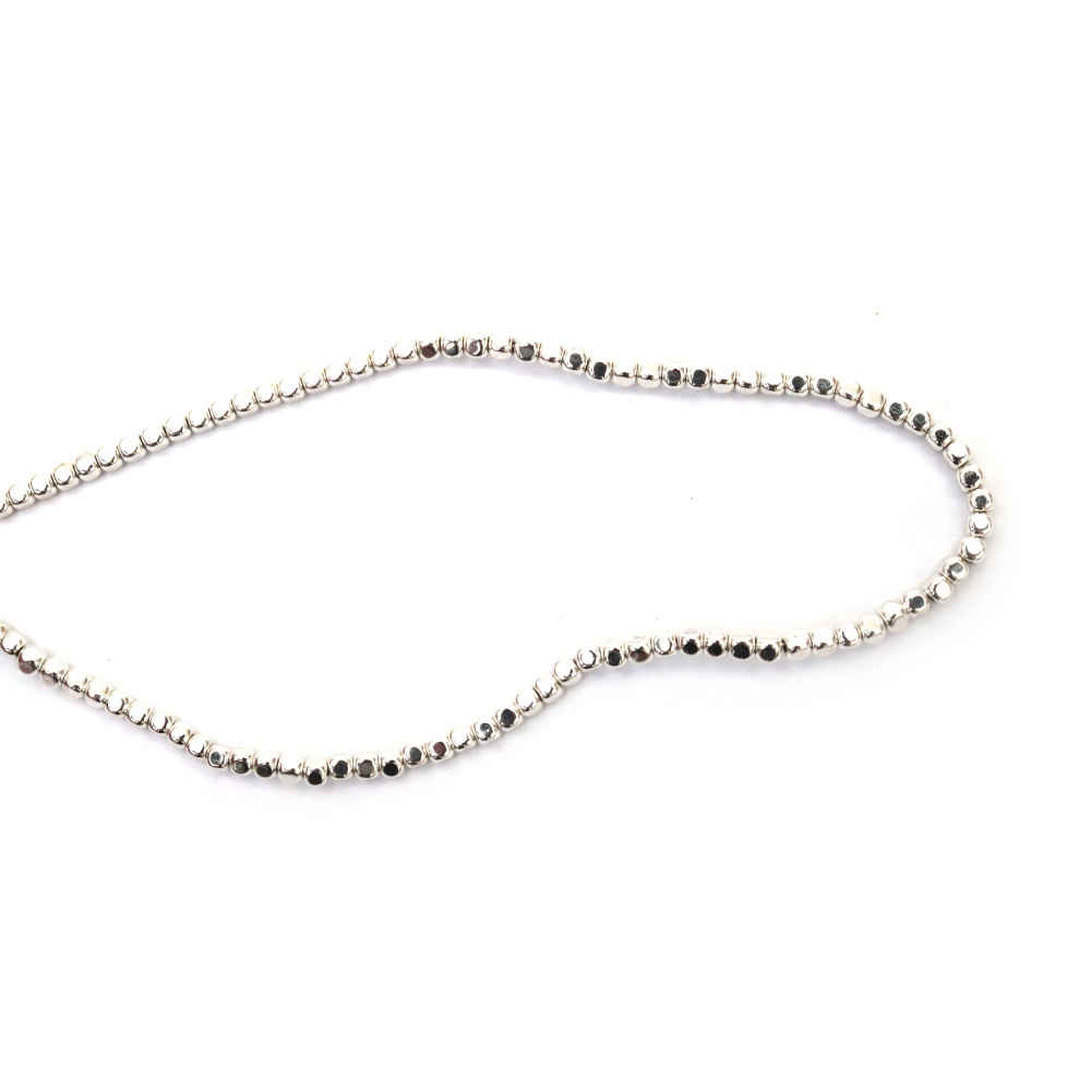 Perline di ematite semipreziosa, non magnetiche, elettroplaccate colore argento bianco, cubo arrotondato 3x3x3 mm, foro 1 mm, circa 140 pz – distanziatori per bigiotteria, braccialetti e collane