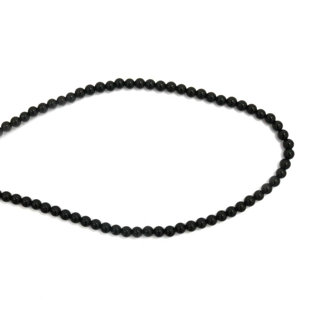 String of beads semi-precious stone Agate imitation, black, ball 4 mm, ~95 pieces