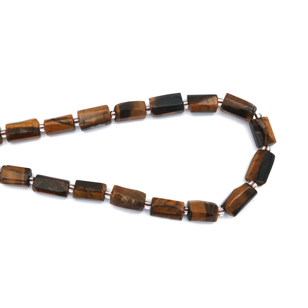 Tiger's Eye Ribbed Cylinder, 6~9x10~13 mm, Strand, Natural Stones, ~29 pieces