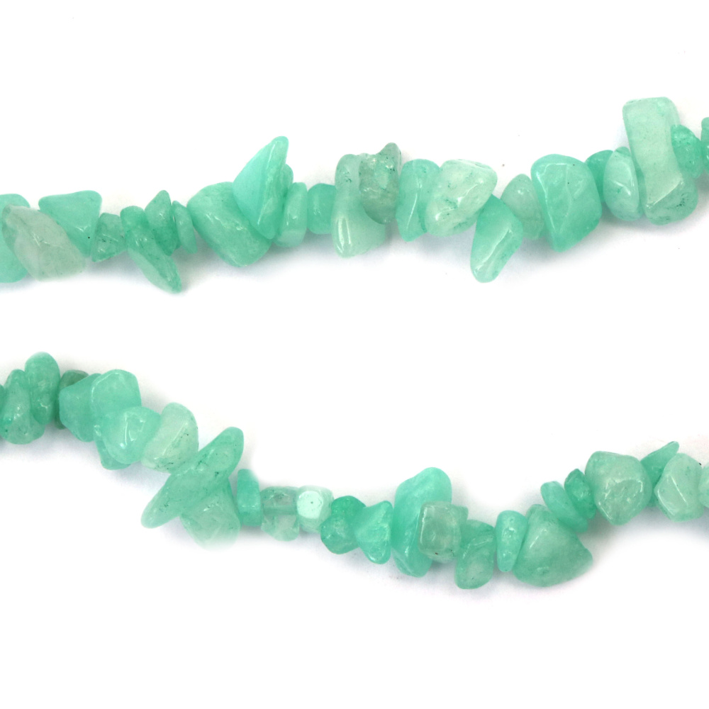 Dyed Agate Strand, Natural Stone Chips, 5-7 mm, Color Mint, ~85 cm