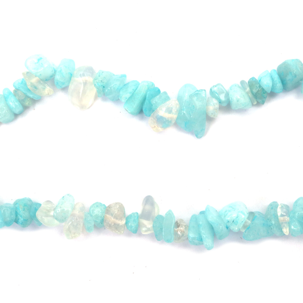 Dyed Blue Agate and Opalite Strand, Natural Stone Chips, 5-7 mm, ~85 cm