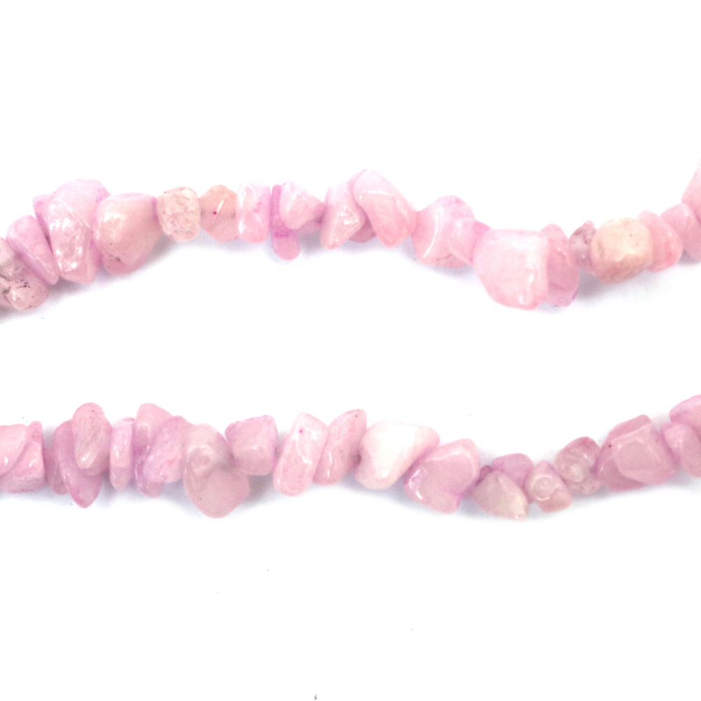 Dyed Agate Strand, Natural Stone Chips, 5-7 mm, Color Pink, ~85 cm