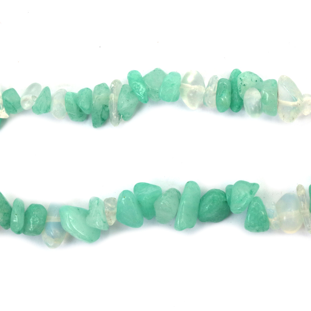 Dyed Aquamarine Agate and Opalite Strand, Natural Stone Chips, 5-7 mm, ~85 cm