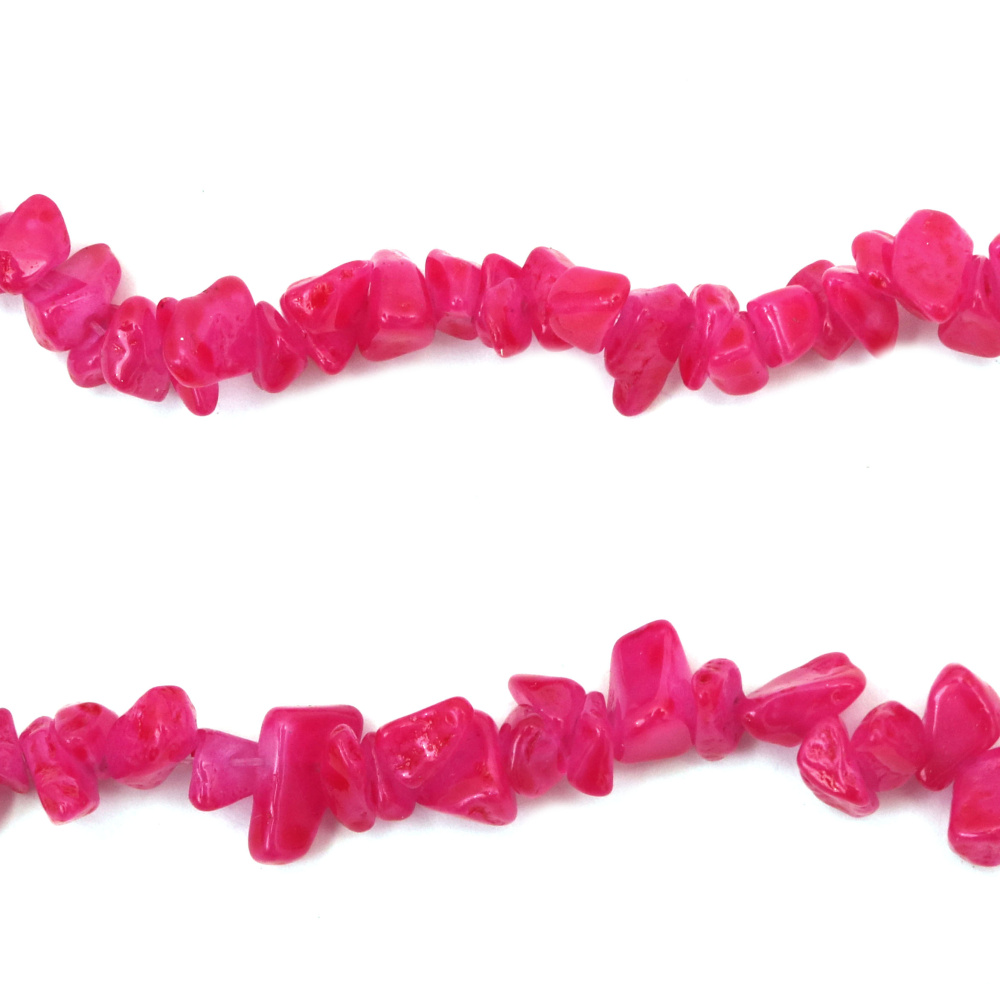 Colored Agate Strand Of Natural Stone Chips, Measuring 5-7 Mm In Cyclamen Color And Approximately 85 Cm In Length