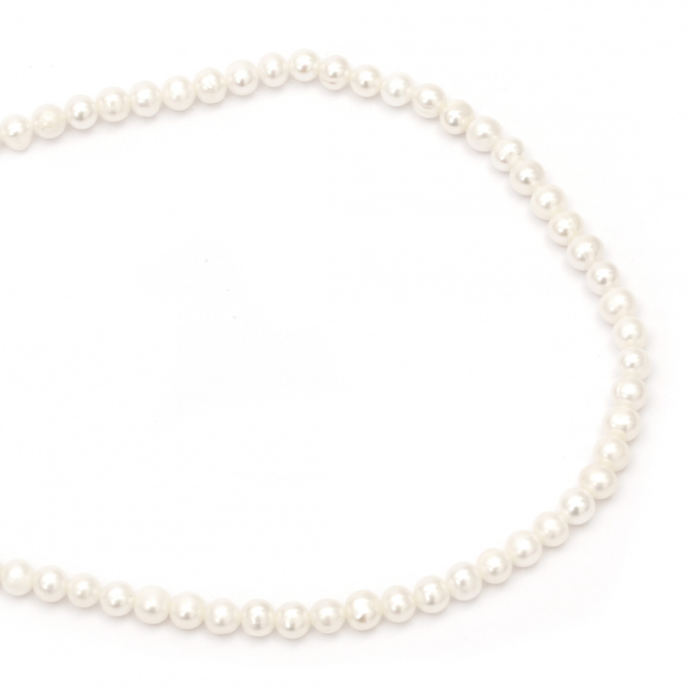 String Beads Natural Pearl 4~5mm Hole 0.5mm Class AA Color Cream ~ 75pcs
