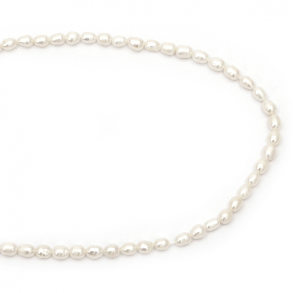 Наниз мъниста естествена перла 4~5x6~7.5 мм дупка 0.5 мм клас АА цвят крем ~55 броя