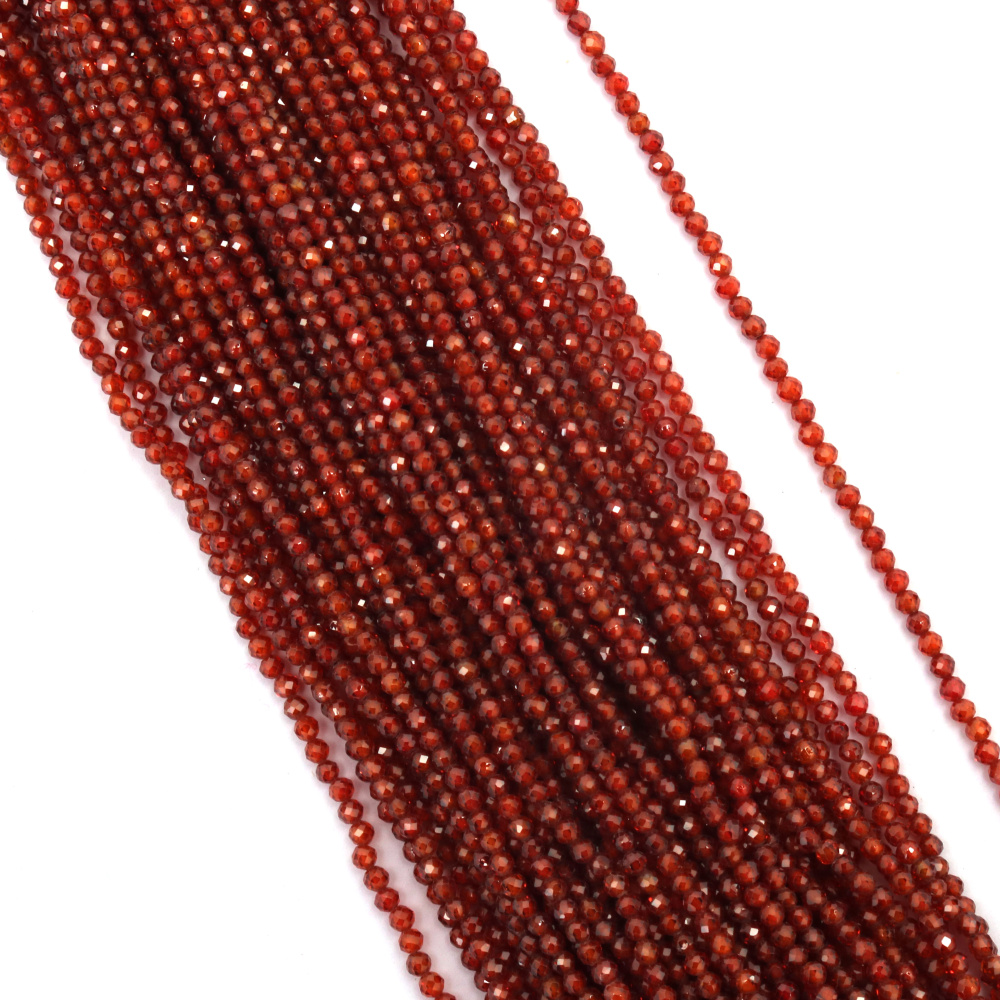 String of Natural Semi-Precious Stone Beads ZIRCONIUM / Faceted Ball: 3 mm, Hole: 0.5 mm / Color: Caramel ~ 140 pieces