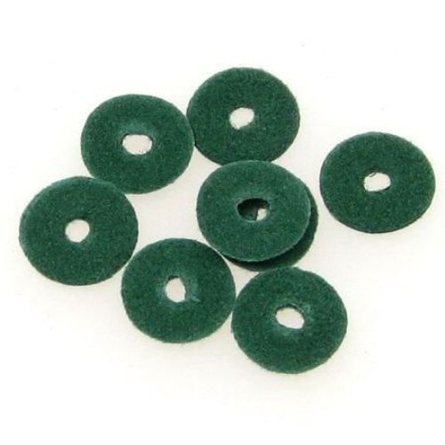 Faux Suede Washer Bead, 10x2 mm, Green - 2.95 grams ~ 105 pieces