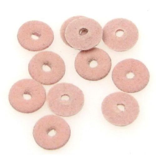 Artificial Suede Washer Bead, 10x2 mm, Light Pink - 2.95 grams ~ 105 pieces