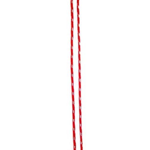 Red and White Cord G2-4 for DIY Martenitsi and Craft Projects / 1 mm - 50 meters