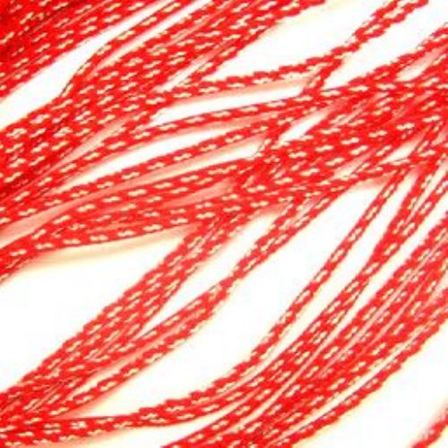 Red and White Cord SHA2-12 /  Polyester and Silk / 1.5 mm - 50 meters