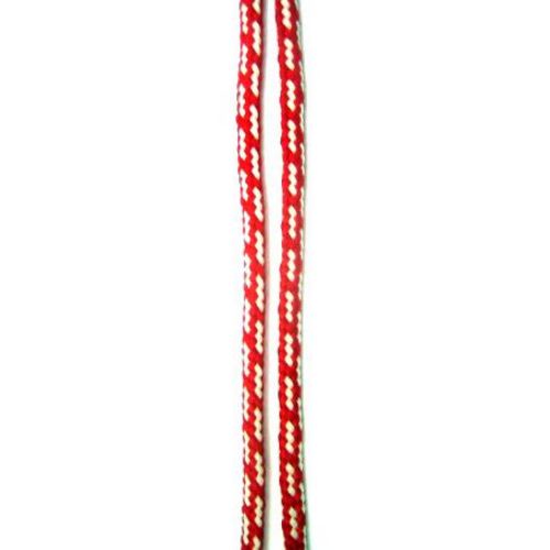 Red-White Round MARTENITSA Cord (G7-19), 5 mm - 50 meters